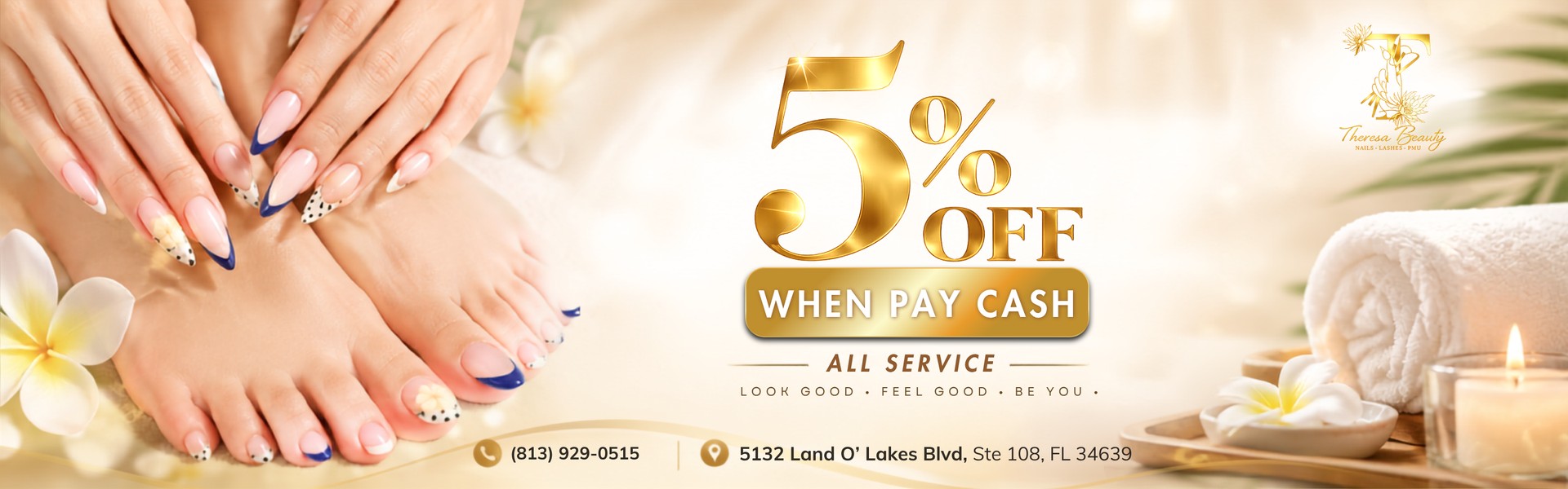 Theresa Beauty - 5% off all services when you pay cash